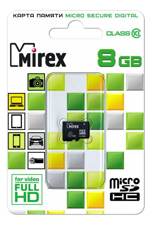 Micro-SD 8 GB Mirex Class10 SDHC без адаптера Карта   памяти