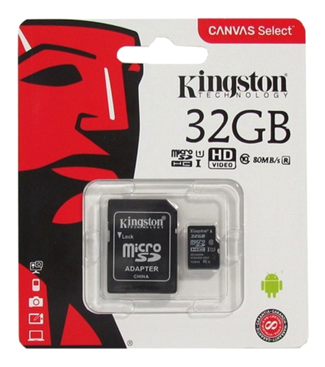 Micro-SD 32 Gb Kingston CLASS 10+адапт Карта  памяти