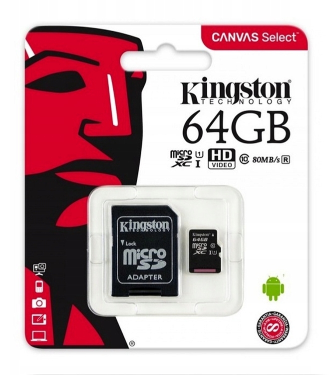 Micro-SD 64 Gb Kingston CLASS 10+адапт Карта  памяти